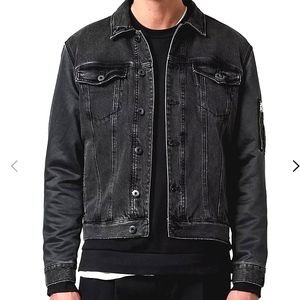 AllSaints Thick Gray/Black Denim Grove jacket